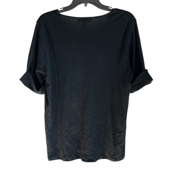 Ralph Lauren Women NWT Black Stretch Cotton V Neck Tee - 1X - Picture 3 of 13